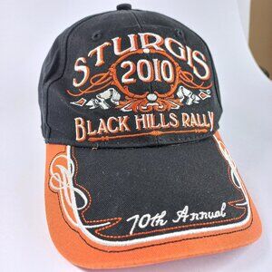 Biker motorcycle rally hat cap Sturgis 2010 Black Hills Orange black EMBROIDERED